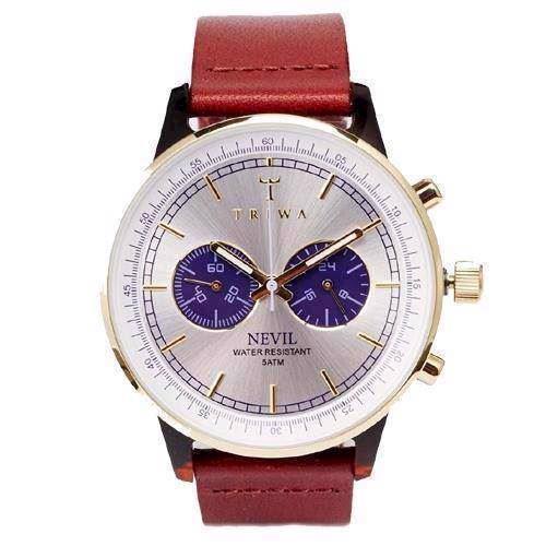 Image of Blue Face Nevil Cognac Classic herreur med chrongraph, ANEAC109CL010313